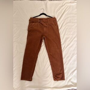 SO Men's Rust Brown Corduroy Belted Trousers